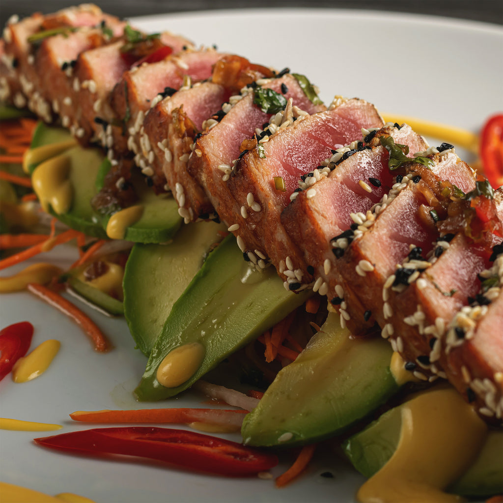 Pan-Seared Tuna with Avocado, Soy, Ginger and Lime